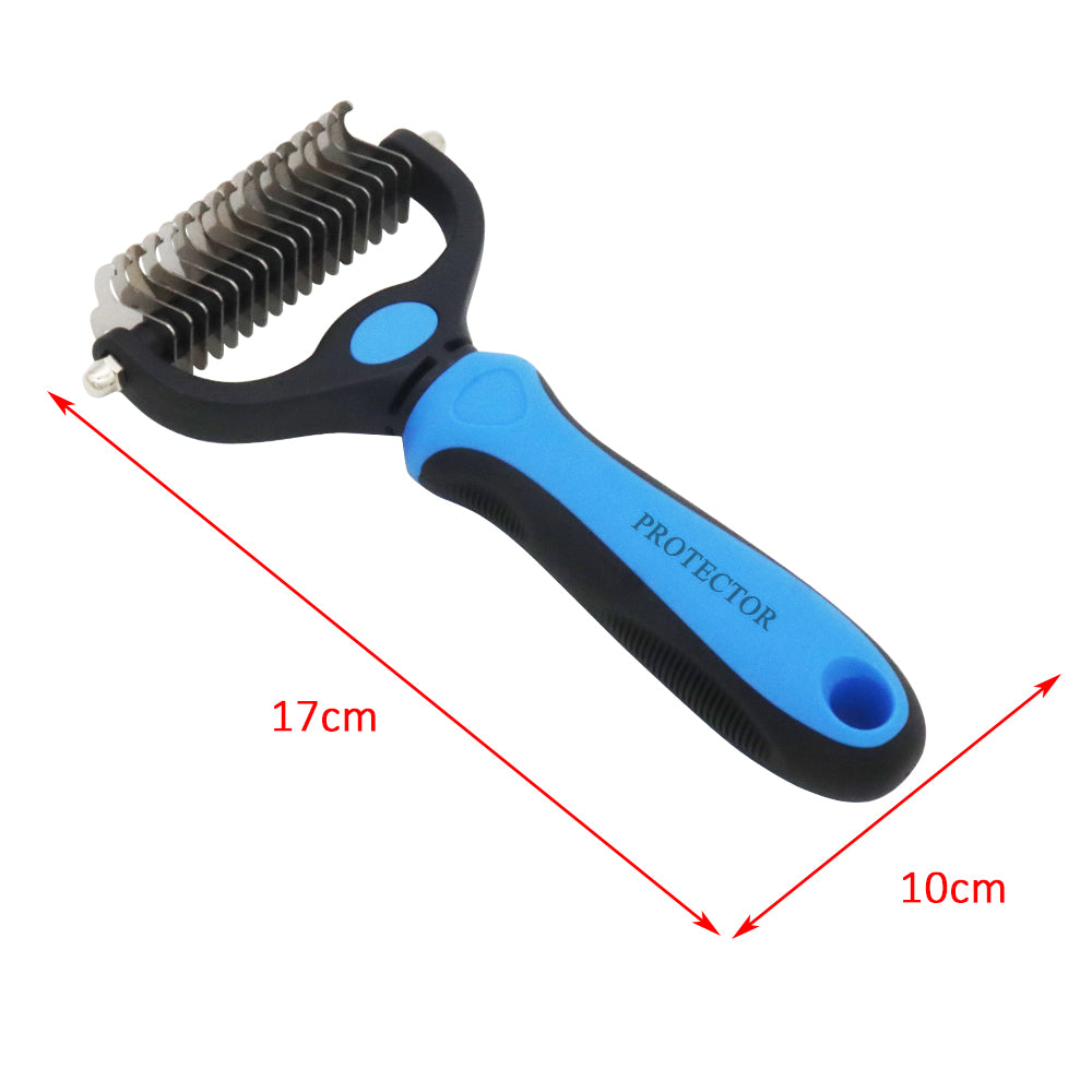 PROTECTOR Pet Dematting Comb for Dogs and Cats – Dual-Sided Grooming Rake Tool