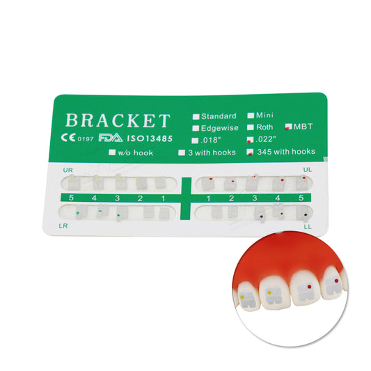 10 Packs Dental Orthodontic Brackets Ceramic Bracket Braces Dental MBT/Roth Bracket 022" Slot 345 With Hook…