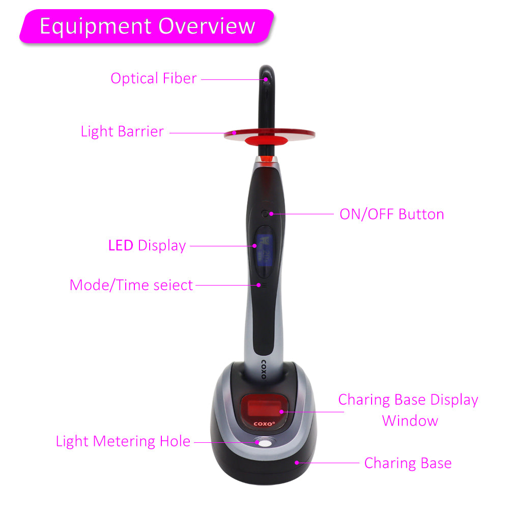 COXO Dental Led curing light Honor with 3 working modes ,suitable for most of the resins ,Fully charged can be used 1,000 times