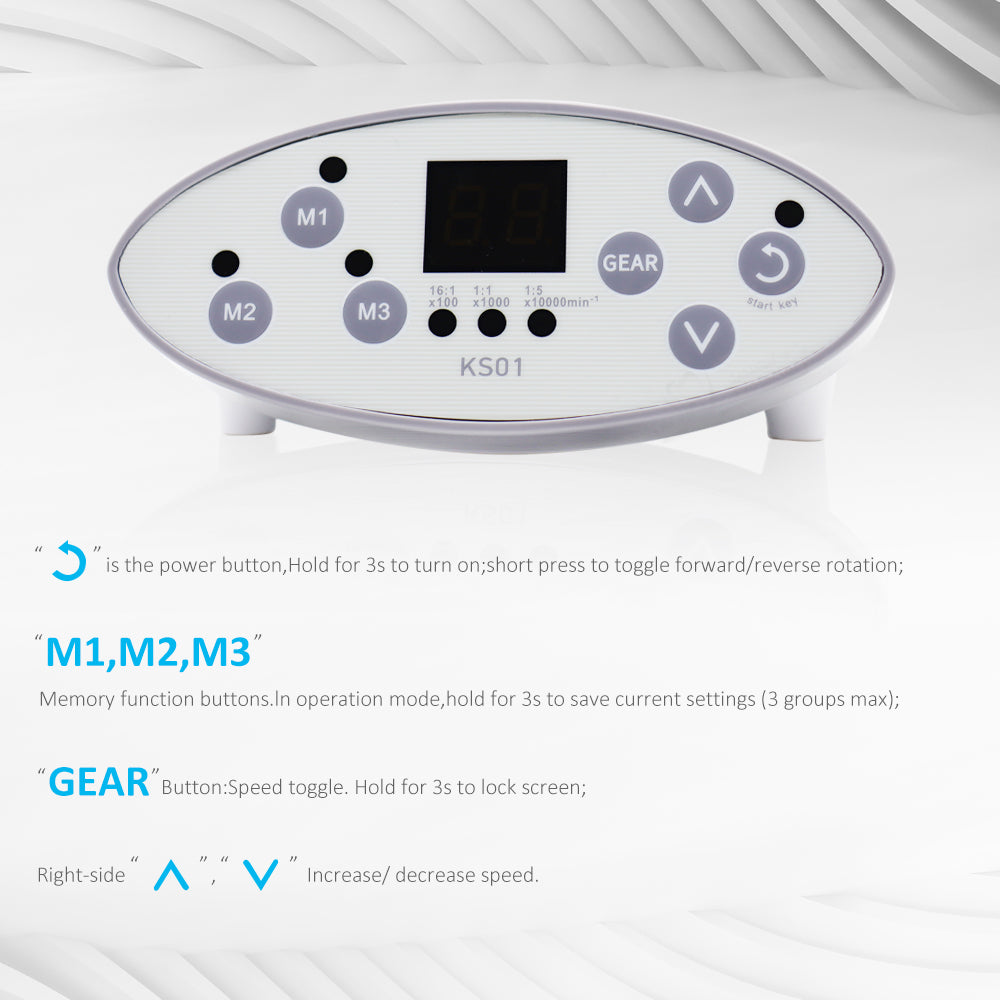 HK Motor Dental Electric Motor High Torque, Adjustable Speed, with LED Display and Multiple Handpiece Compatibility for Professional Dental Use