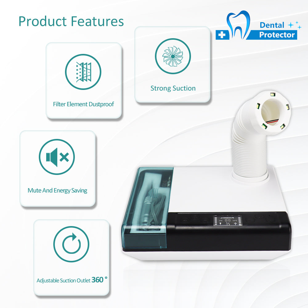 M-DC Dental LED 2-in-1 Dust Collector With Electric Motor 65W Mini Vacuum Cleaner Dentistry Lab Tool Equipment 360° Dust Suction Machine Polishing Nail Drill