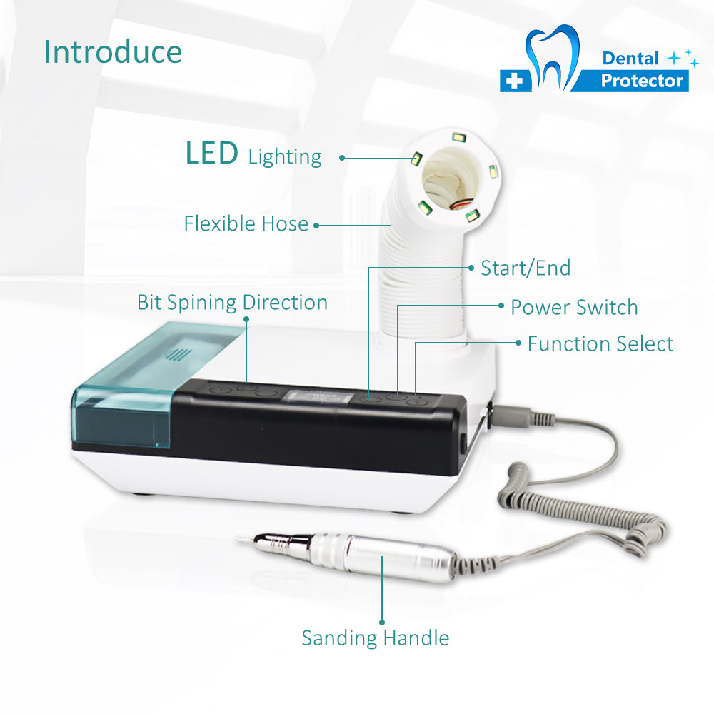 M-DC Dental LED 2-in-1 Dust Collector With Electric Motor 65W Mini Vacuum Cleaner Dentistry Lab Tool Equipment 360° Dust Suction Machine Polishing Nail Drill