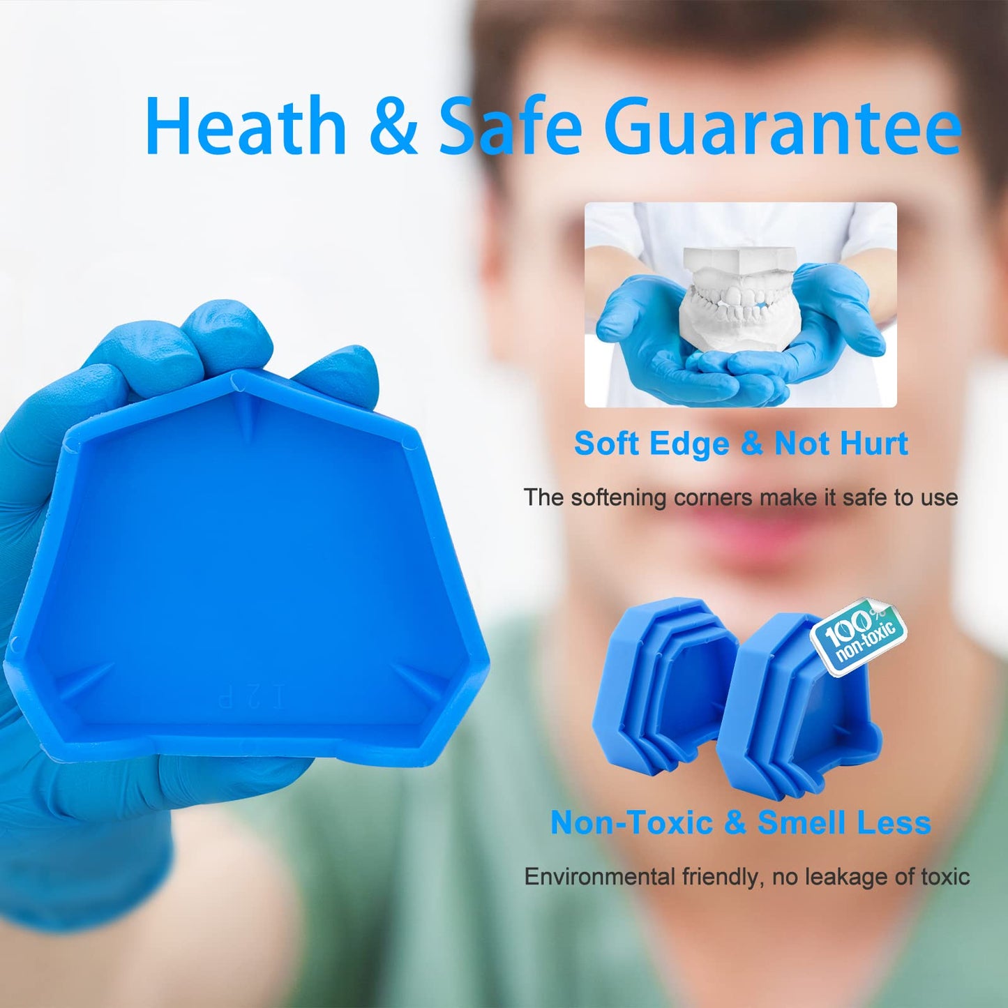 Dental Model Base Former Impression Trays Base Molds Silicone Dental Lab Use for Cast Trimming S/M/L (6pcs)