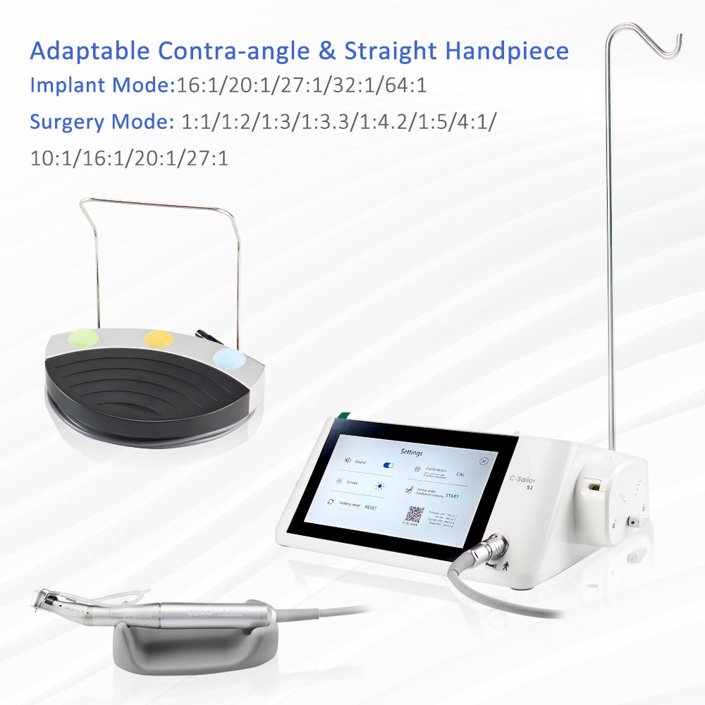 C Sailor S1 COXO Dental Implant Motor with Surgery Motor 2-in-1,LCD Color Screen ,Wireless Foot Pedal , LED Illumination,Build in Operating procedures and steps