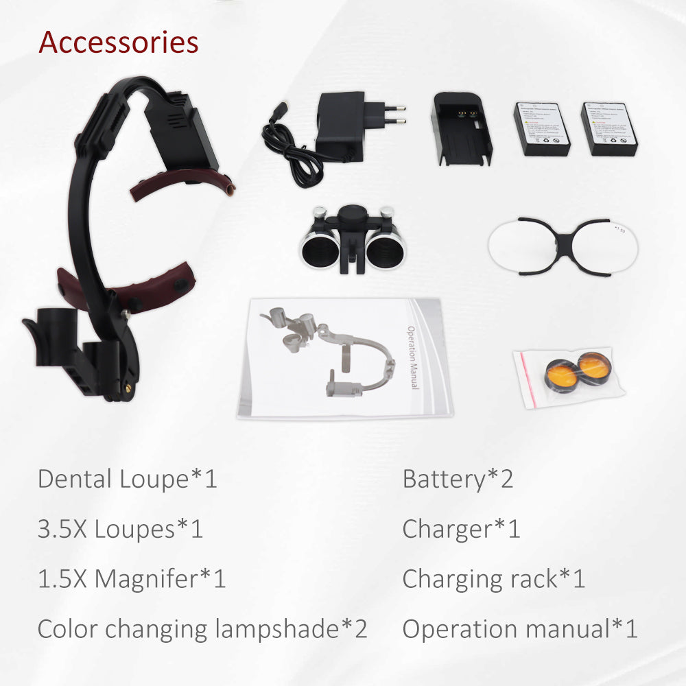 D-SLAMP 3.5X Dental Loupe Magnification Binocular Surgery Surgical Magnifier with Headlight LED Light Dentist Medical Shadowless lamp