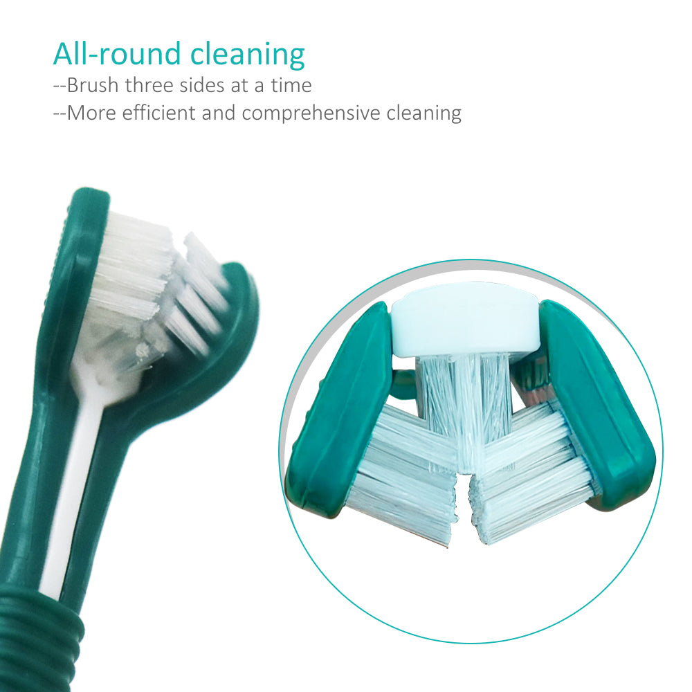 PROTECTOR Three-Sided Pet Toothbrush – 360° Surround Bristles for Dogs and Cats (Random color*10)