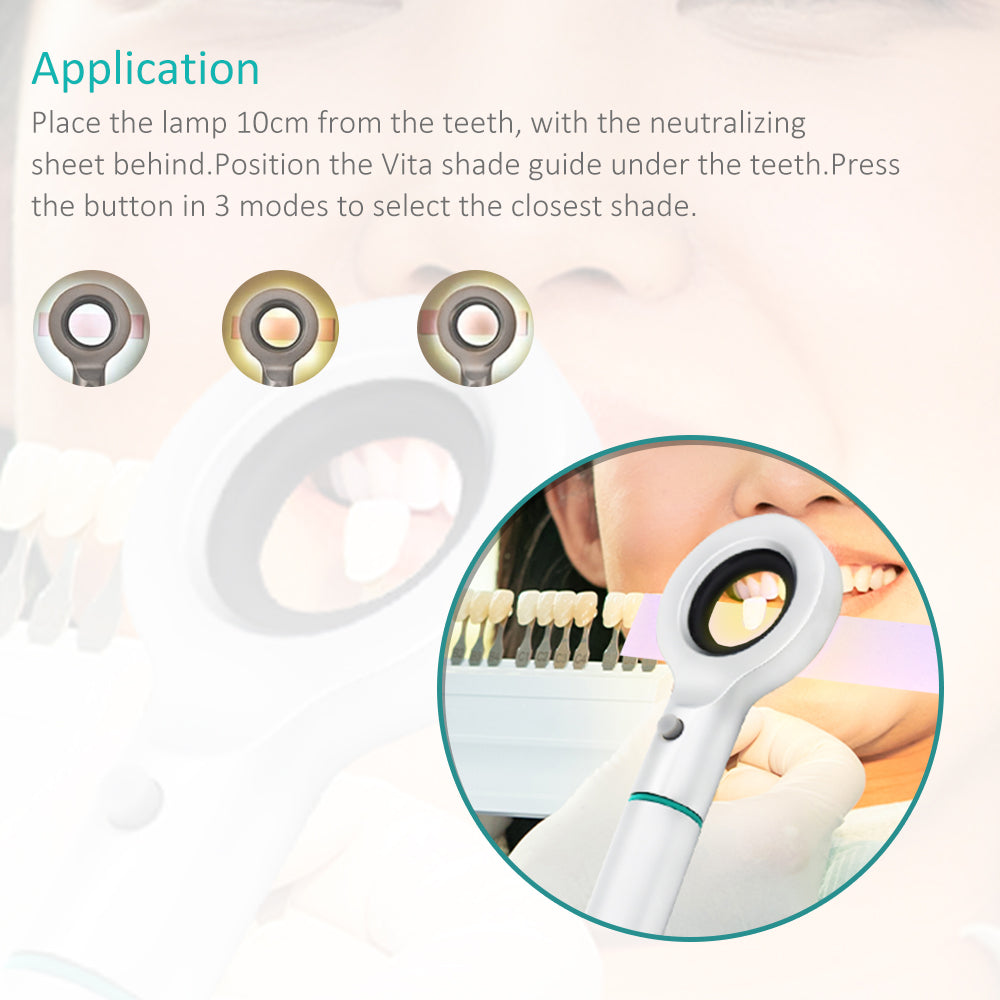 Teeth Shade Guide Matching Lamp, LED Oral Colorimetric Lamp for Accurate Shade Matching – Multicolor LED, Three Light Modes