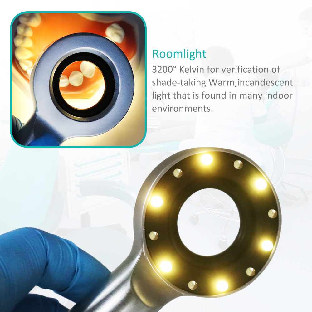 Teeth Shade Guide Matching Lamp, LED Oral Colorimetric Lamp for Accurate Shade Matching – Multicolor LED, Three Light Modes