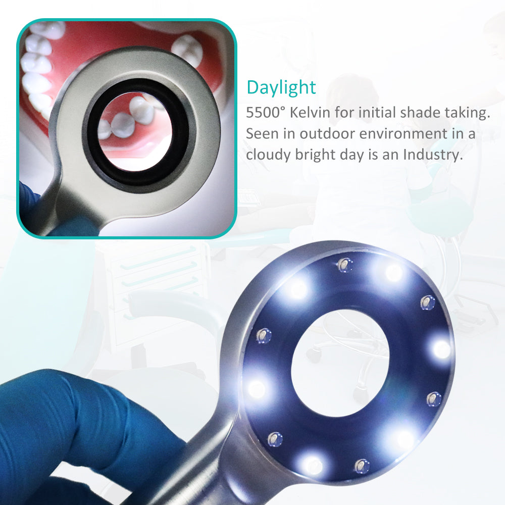 Teeth Shade Guide Matching Lamp, LED Oral Colorimetric Lamp for Accurate Shade Matching – Multicolor LED, Three Light Modes