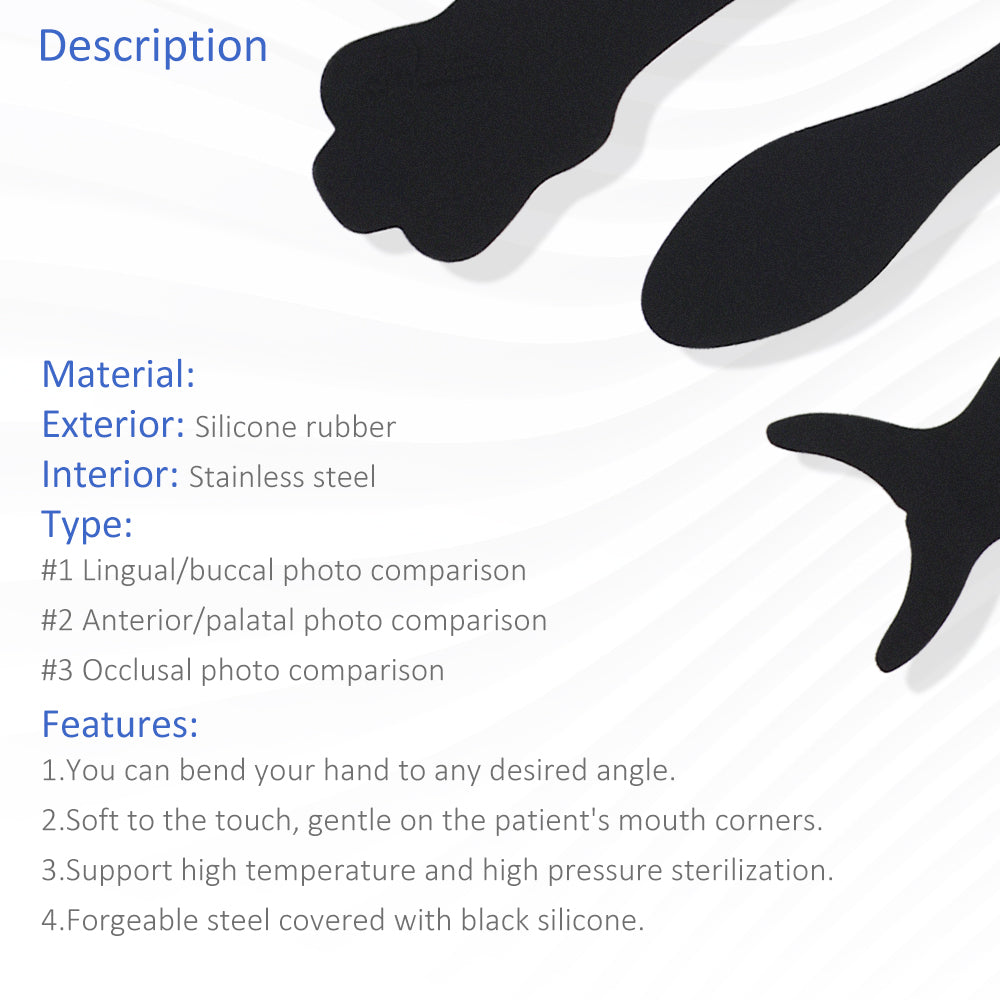 DB-3 Silicone Soft Dental Photography Background Board, Bendable Black Contrast Plate for Tooth Shooting – Set of 3 (Occlusal, Anterior, Lingual/Buccal)