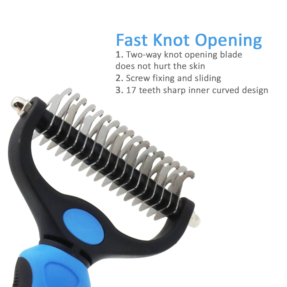 PROTECTOR Pet Dematting Comb for Dogs and Cats – Dual-Sided Grooming Rake Tool