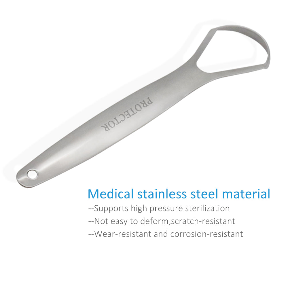 PROTECTOR Stainless Steel Tongue Scraper – With Metal Storage Box