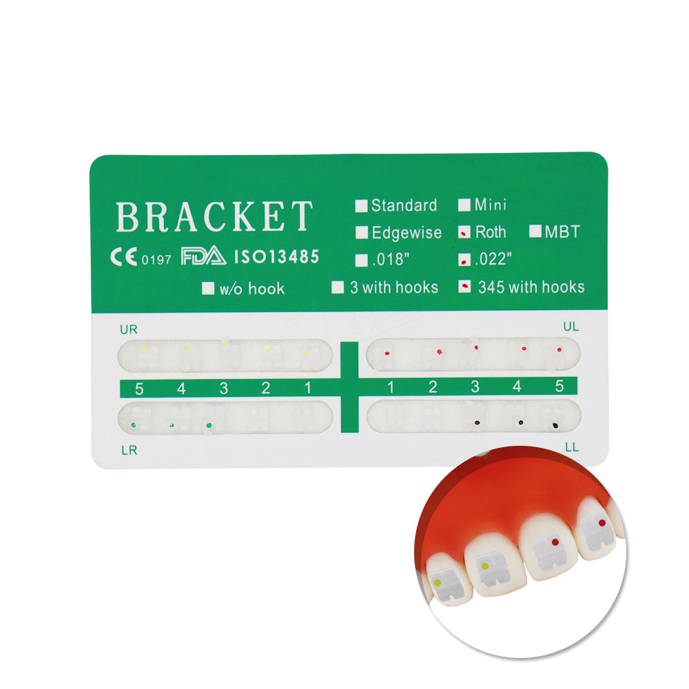 10 Packs Dental Orthodontic Brackets Ceramic Bracket Braces Dental MBT/Roth Bracket 022" Slot 345 With Hook…