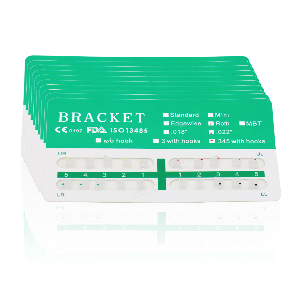 10 Packs Dental Orthodontic Brackets Ceramic Bracket Braces Dental MBT/Roth Bracket 022" Slot 345 With Hook…
