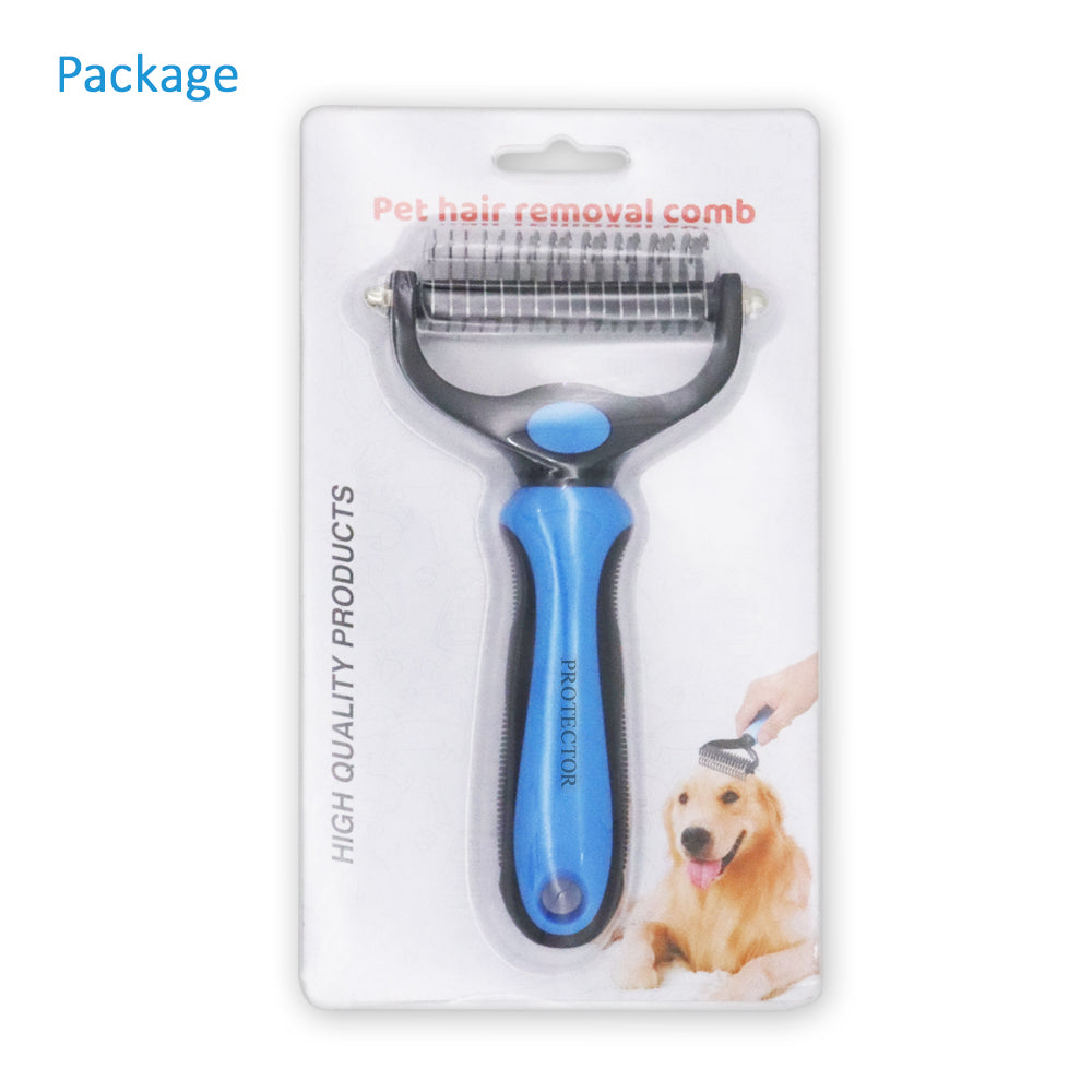 PROTECTOR Pet Dematting Comb for Dogs and Cats – Dual-Sided Grooming Rake Tool