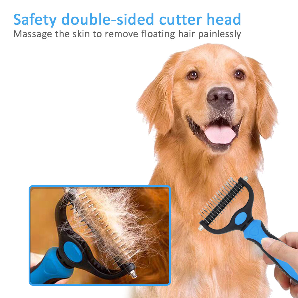 PROTECTOR Pet Dematting Comb for Dogs and Cats – Dual-Sided Grooming Rake Tool