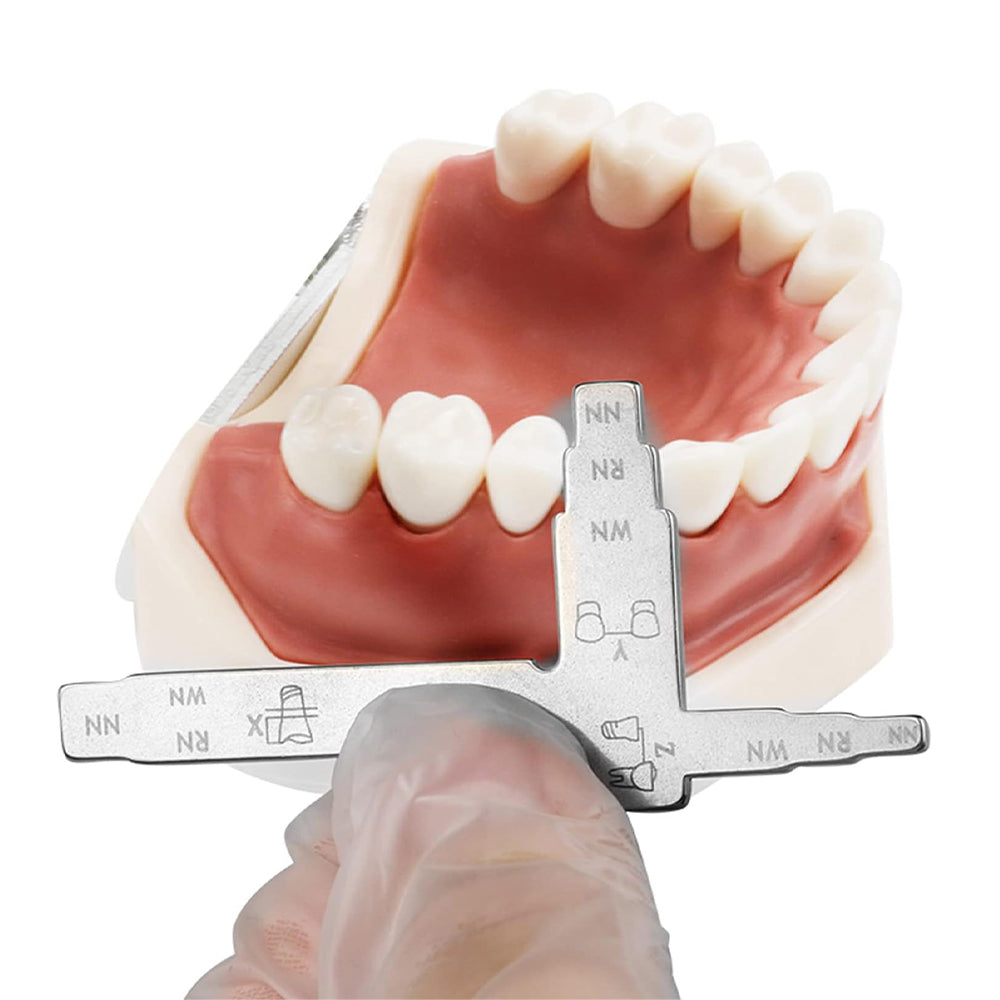 Dental Implant Measure Ruler, Stainless Steel Dental Implant Measuring Ruler T Shape, Clear Scale Heat Resistant Interdental Distance Measure Ruler
