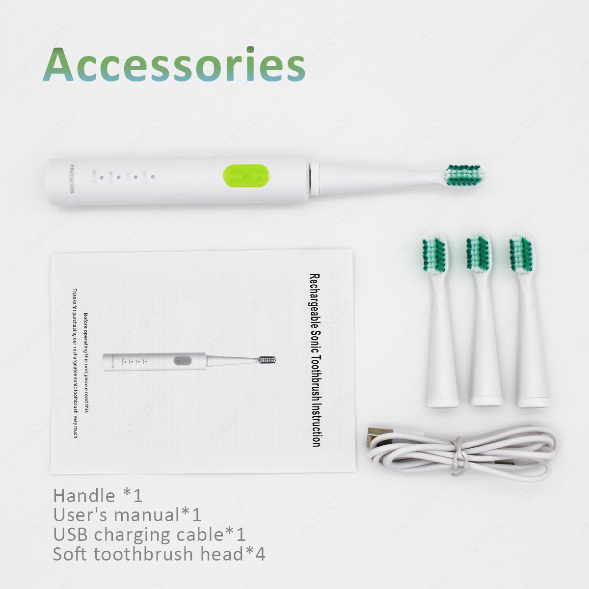 PROTECTOR S6 Sonic Electric Toothbrush – 4 Modes with USB Rechargeable Battery
