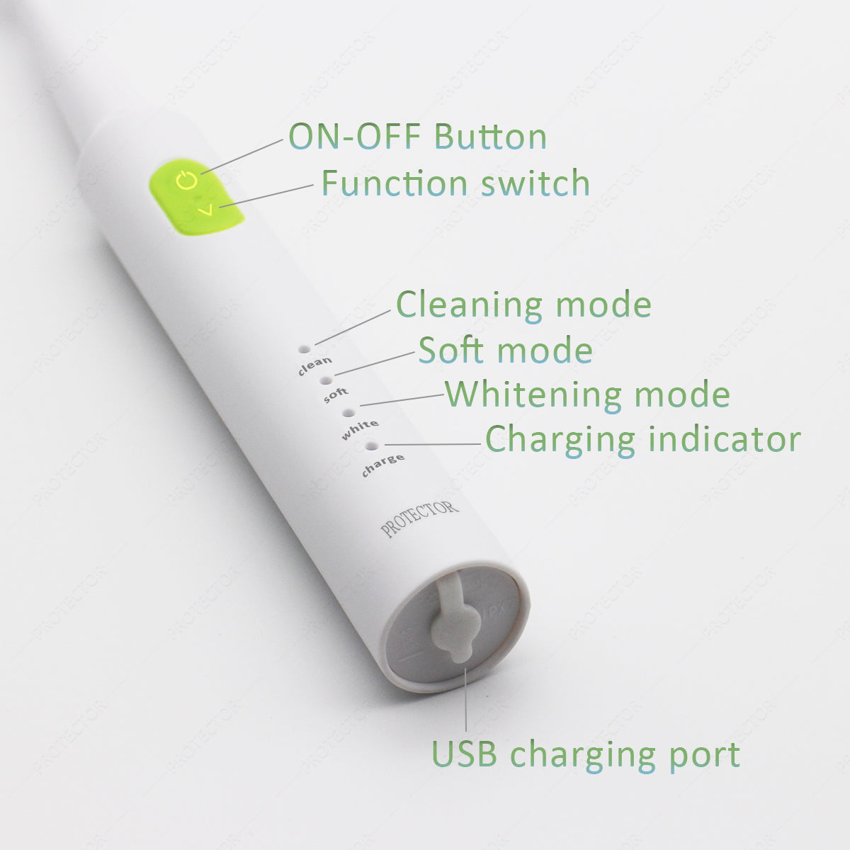 PROTECTOR S6 Sonic Electric Toothbrush – 4 Modes with USB Rechargeable Battery