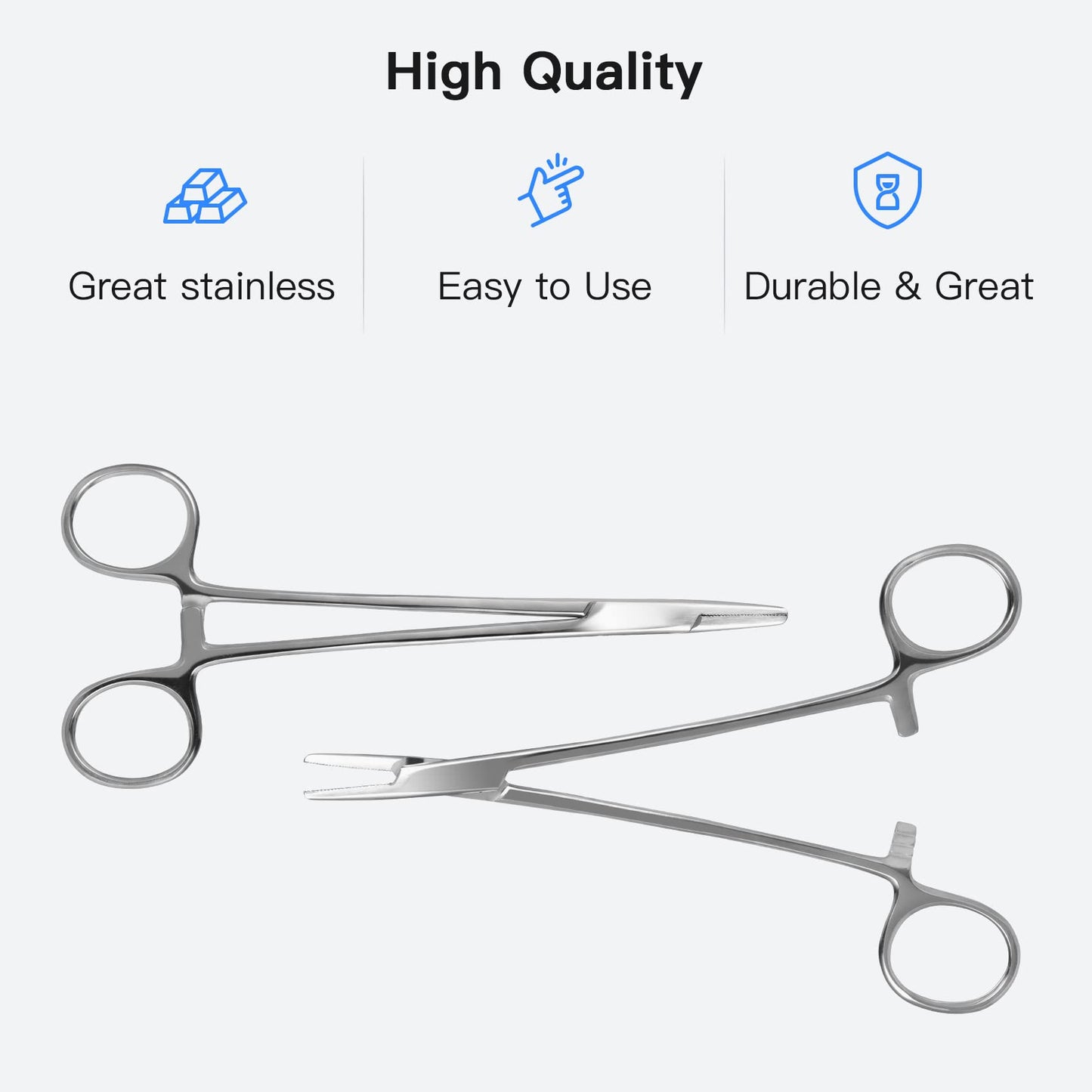 Needle Holder Clamps Driver Needle Driver with Tungsten Carbide Cross Serrated Inserts, Protector Dental Suture Practice Needle Driver