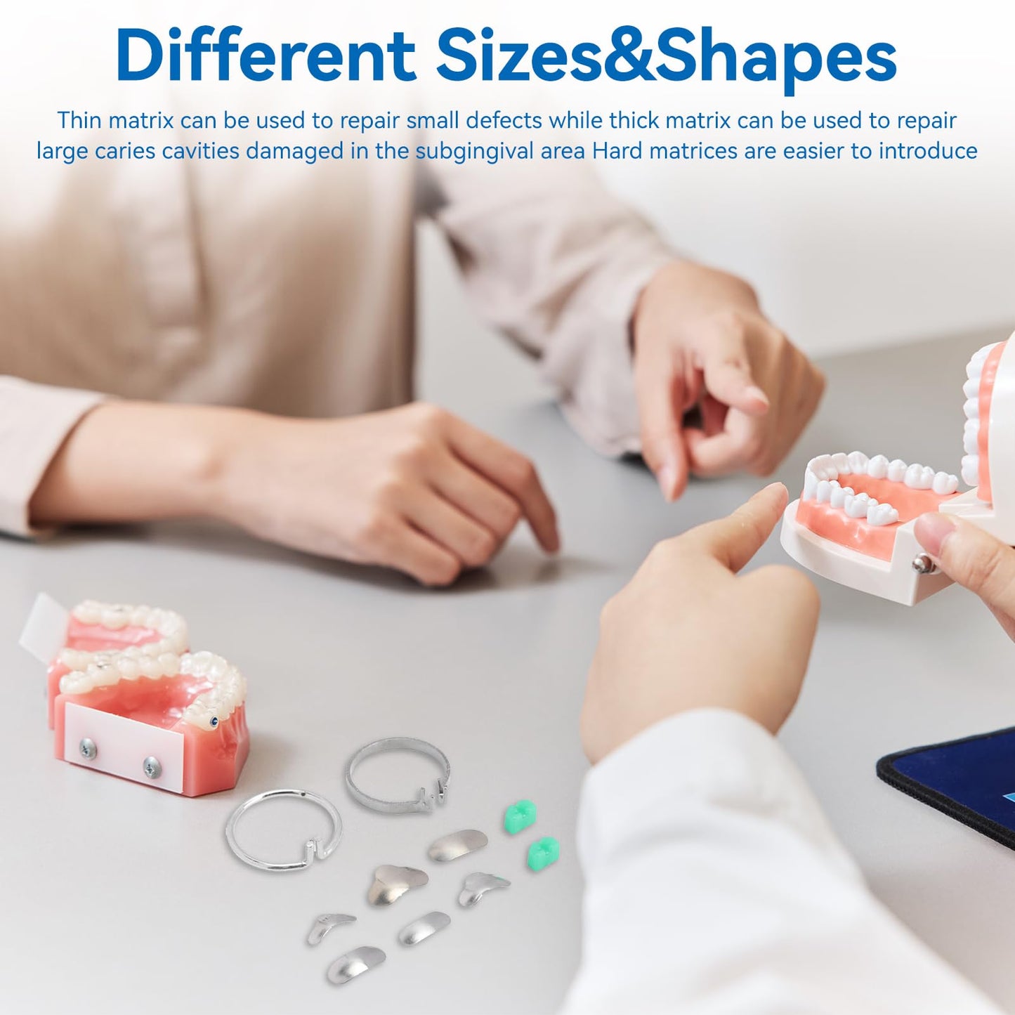 100/Box Dental Section Profile Matrix, Professional Dental Filling Matrix with Dental Filling Matrix with 2 Rings, 20 Circle Wedge Orthodontic Items