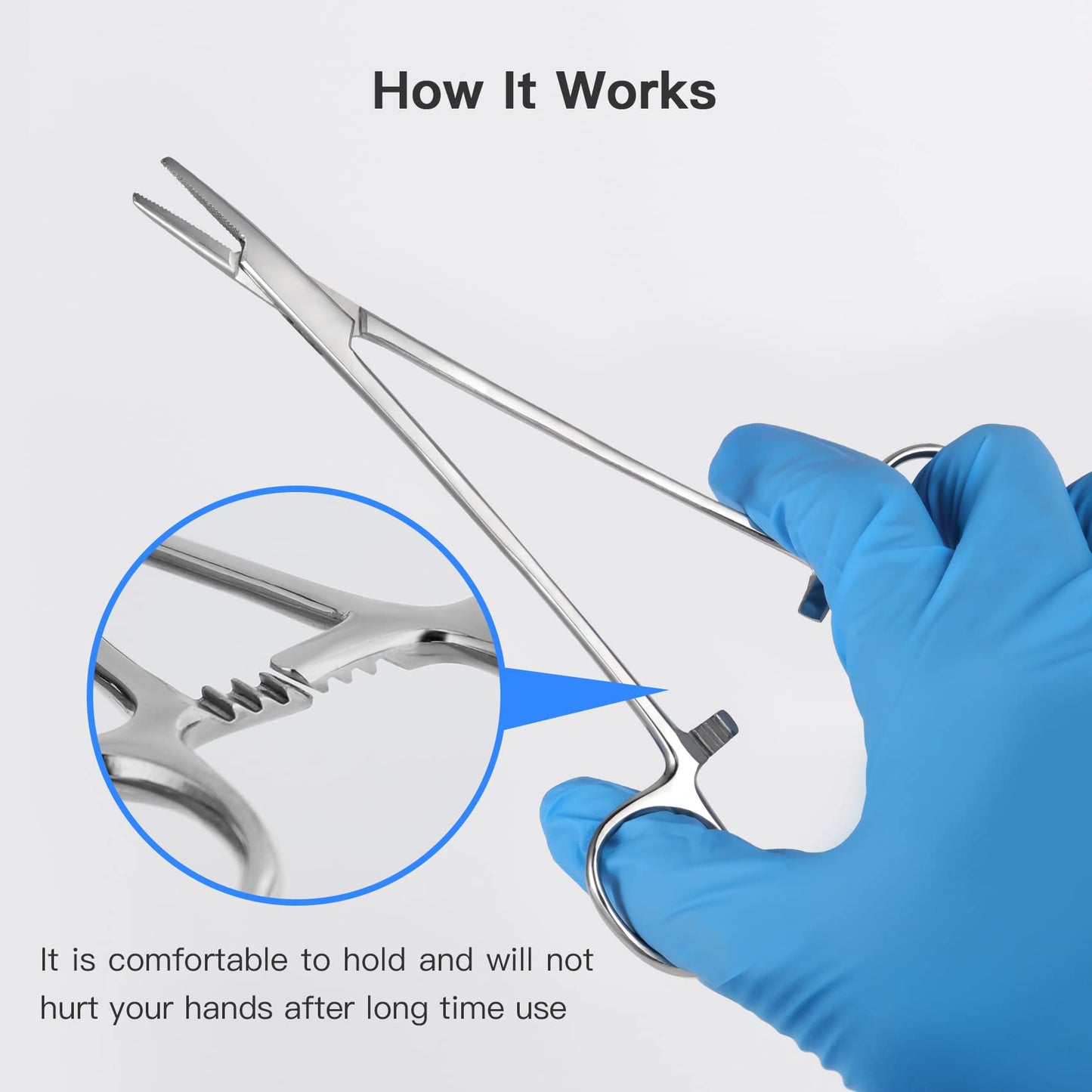 Needle Holder Driver 6.5" Needle Driver Clamps with Tungsten Carbide Cross Serrated Inserts, Protector Dental Suture Practice Needle Driver