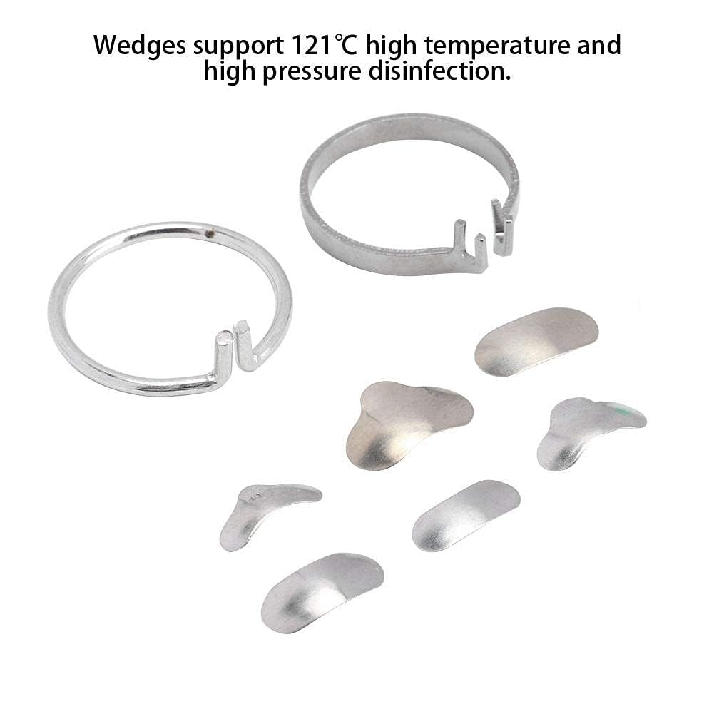 100/Box Dental Section Profile Matrix, Professional Dental Filling Matrix with Dental Filling Matrix with 2 Rings, 20 Circle Wedge Orthodontic Items