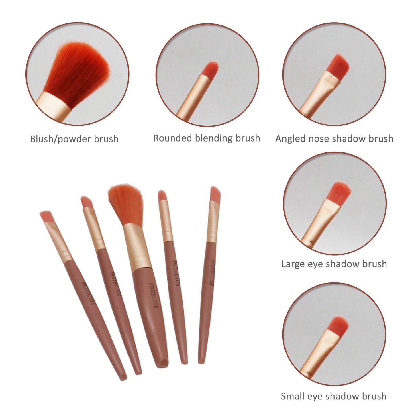 PROTECTOR Compact Makeup Brush Set – 8pcs Beauty Brushes in Travel Case
