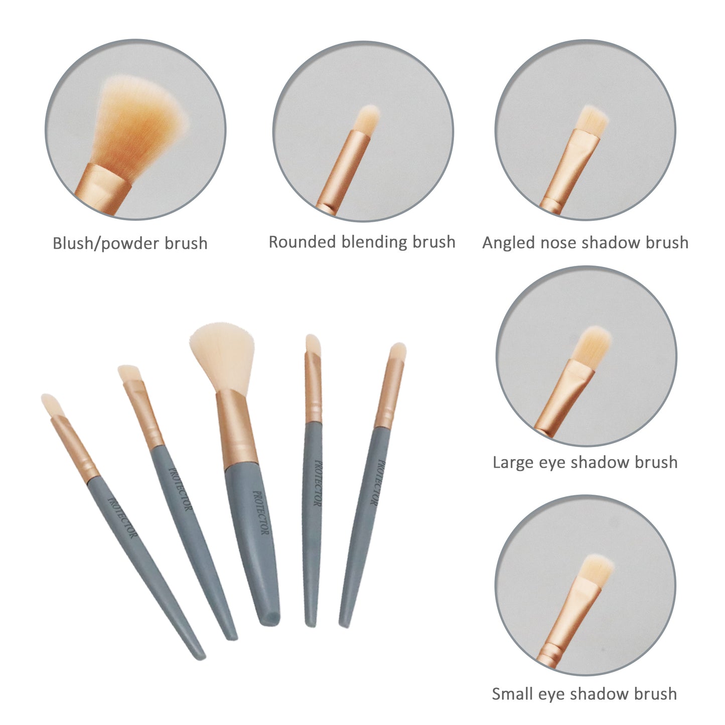 PROTECTOR Compact Makeup Brush Set – 8pcs Beauty Brushes in Travel Case