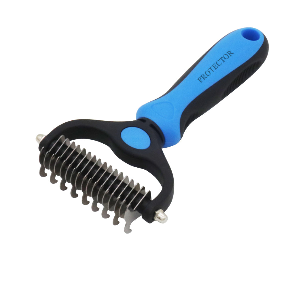 PROTECTOR Pet Dematting Comb for Dogs and Cats – Dual-Sided Grooming Rake Tool