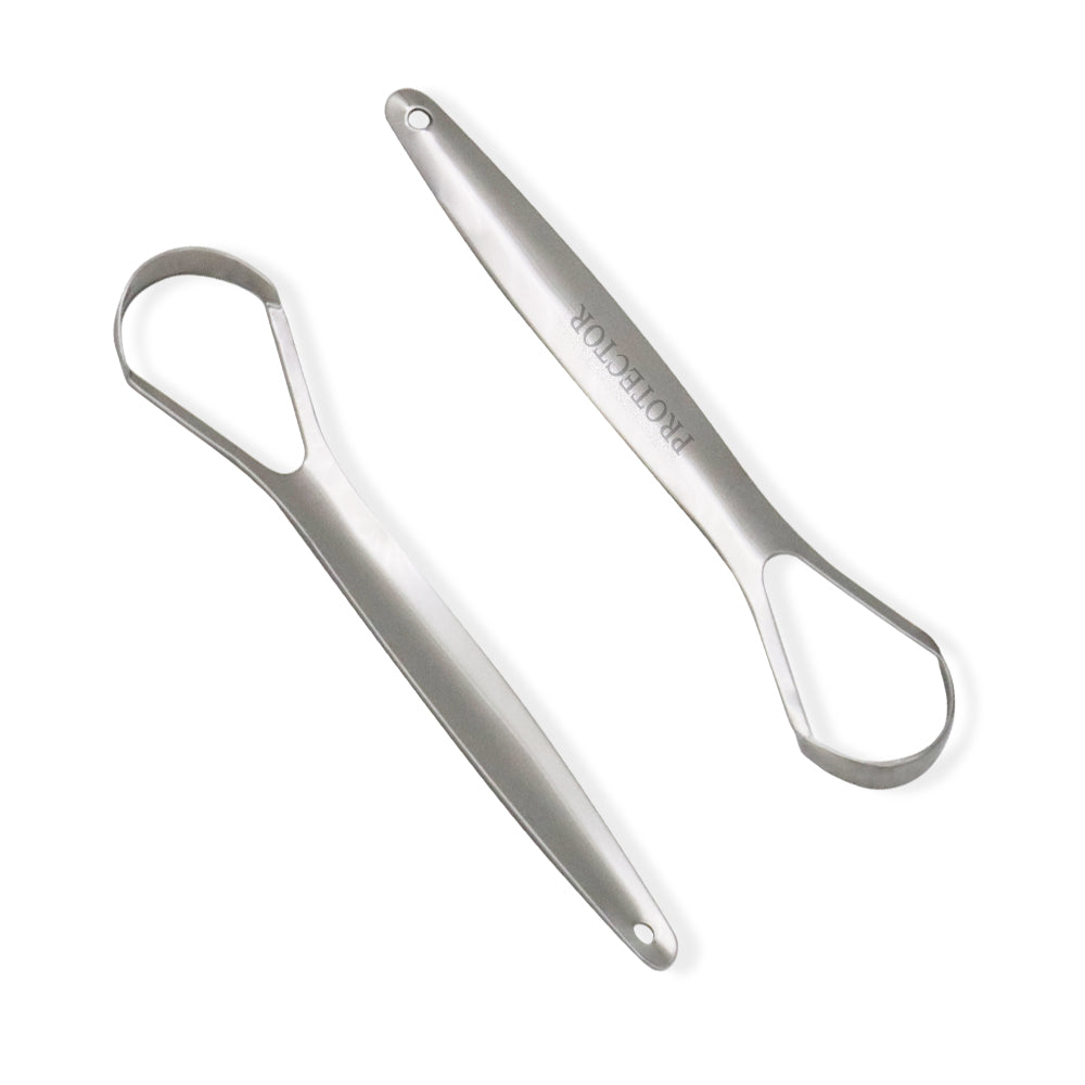 PROTECTOR Stainless Steel Tongue Scraper – With Metal Storage Box