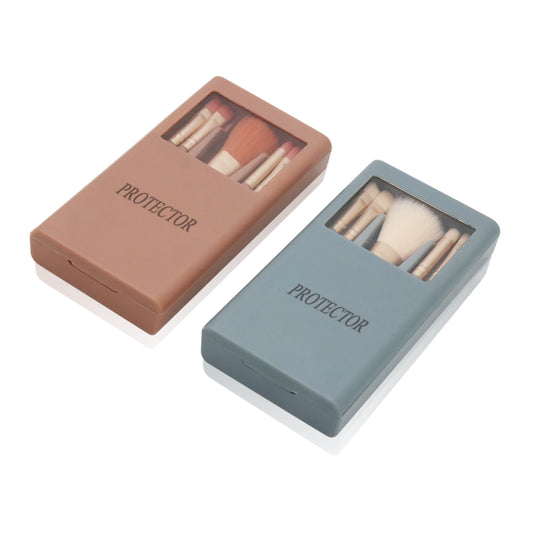 PROTECTOR Compact Makeup Brush Set – 8pcs Beauty Brushes in Travel Case