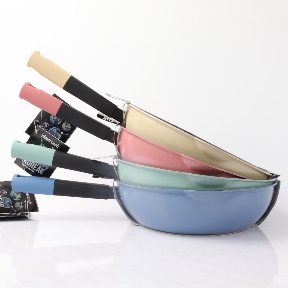 Naturelledent 28cm Diameter Non-stick Bottom Pan Metal Cooking Pan Kitchen Usage Cooking Colorful Pans