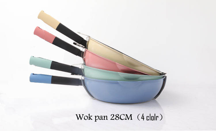 Naturelledent 28cm Diameter Non-stick Bottom Pan Metal Cooking Pan Kitchen Usage Cooking Colorful Pans