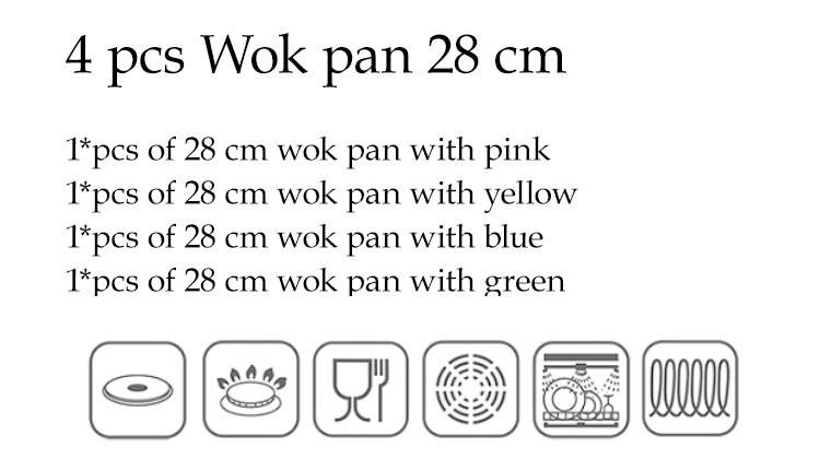 Naturelledent 28cm Diameter Non-stick Bottom Pan Metal Cooking Pan Kitchen Usage Cooking Colorful Pans