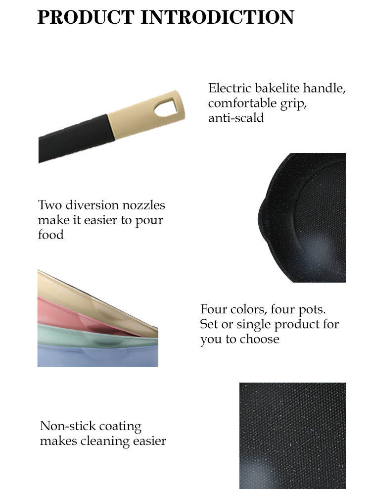 Naturelledent 28cm Diameter Non-stick Bottom Pan Metal Cooking Pan Kitchen Usage Cooking Colorful Pans