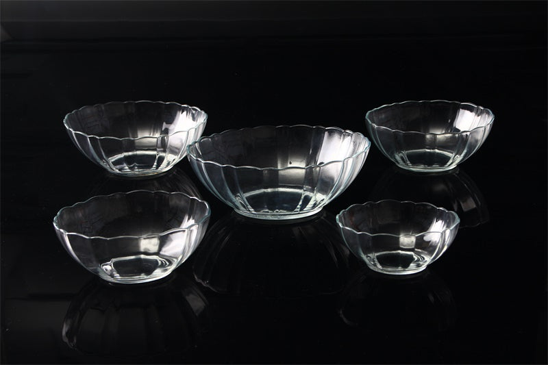Naturelledent Clear Glass Salad Bowl Dessert Bowl Round Shape With Diamond Design