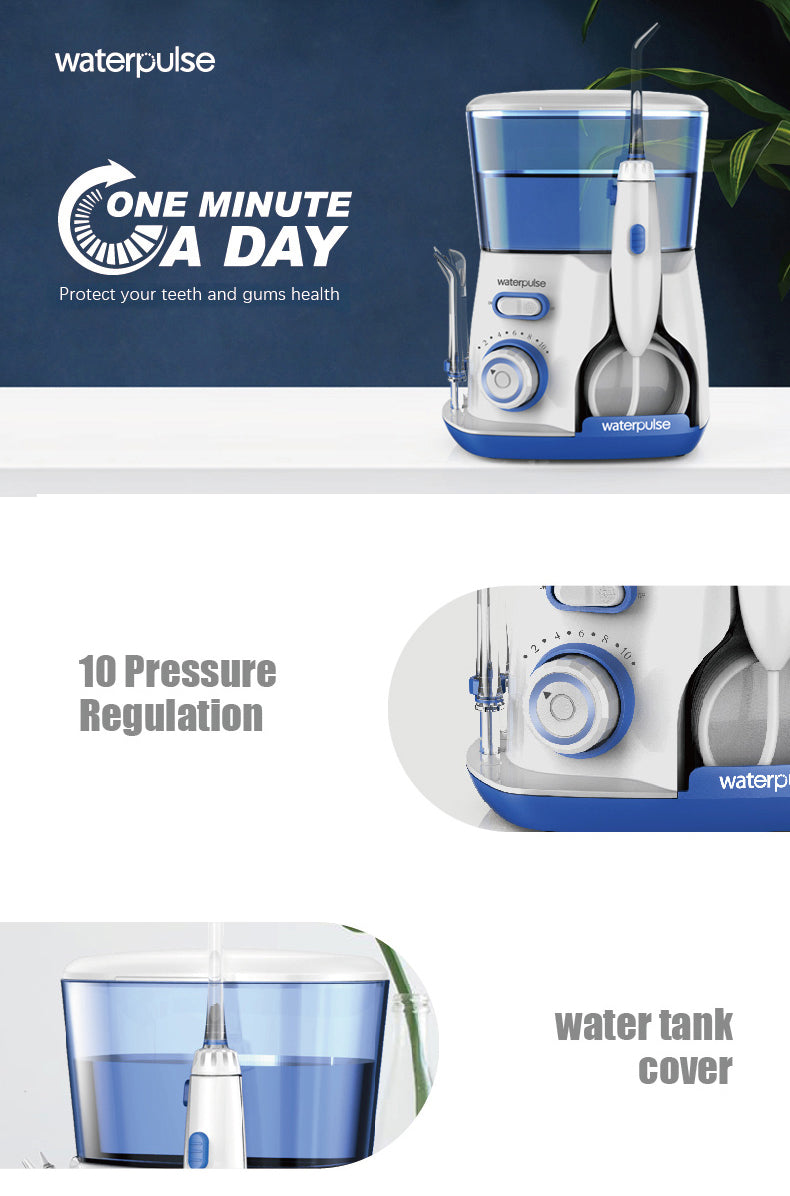 Waterpulse V300 Oral Irrigator 5pcs Tips Dental Water Flosser Water Floss 800ml Oral Hygiene Dental Flosser Water Flossing V300