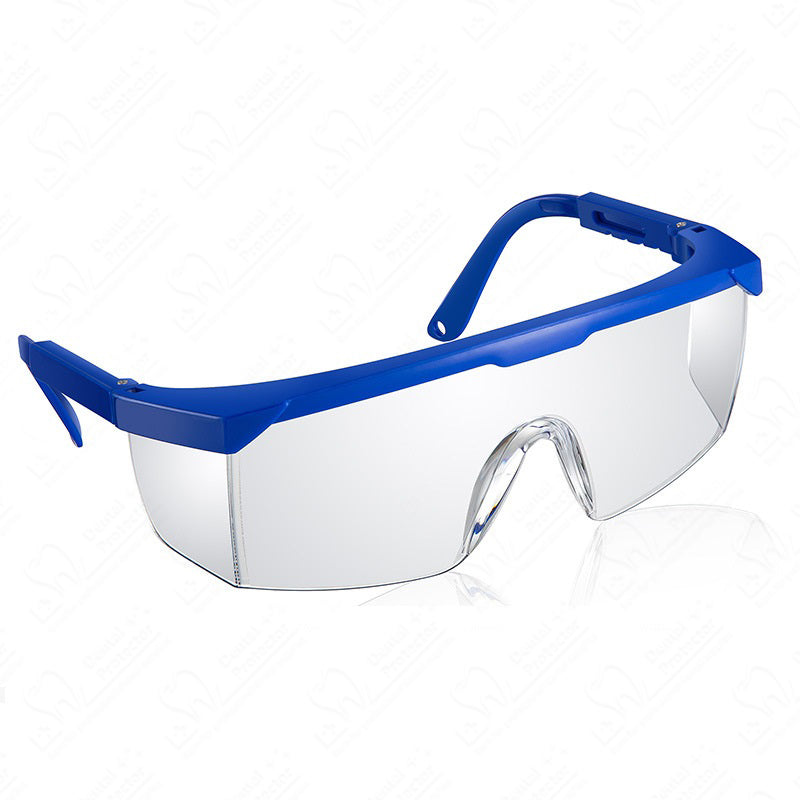 Protector Safety Glasses with Anti-fog lens Protective Eyewear Adjustable Frame Safety Glasses Eye Protection (Black/Bule Frame&transparent Lens)