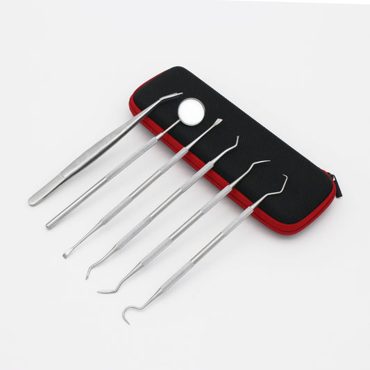 Dental Tools Smile Dent Pro Kit, Stainless Steel Dental Scaler, Mouth Mirror, Tarter Scraper, Tooth Pick, Tweezers, Plaque And Calculus Remover Dentist Hygiene Instruments Set For Home & Pet Oral Use