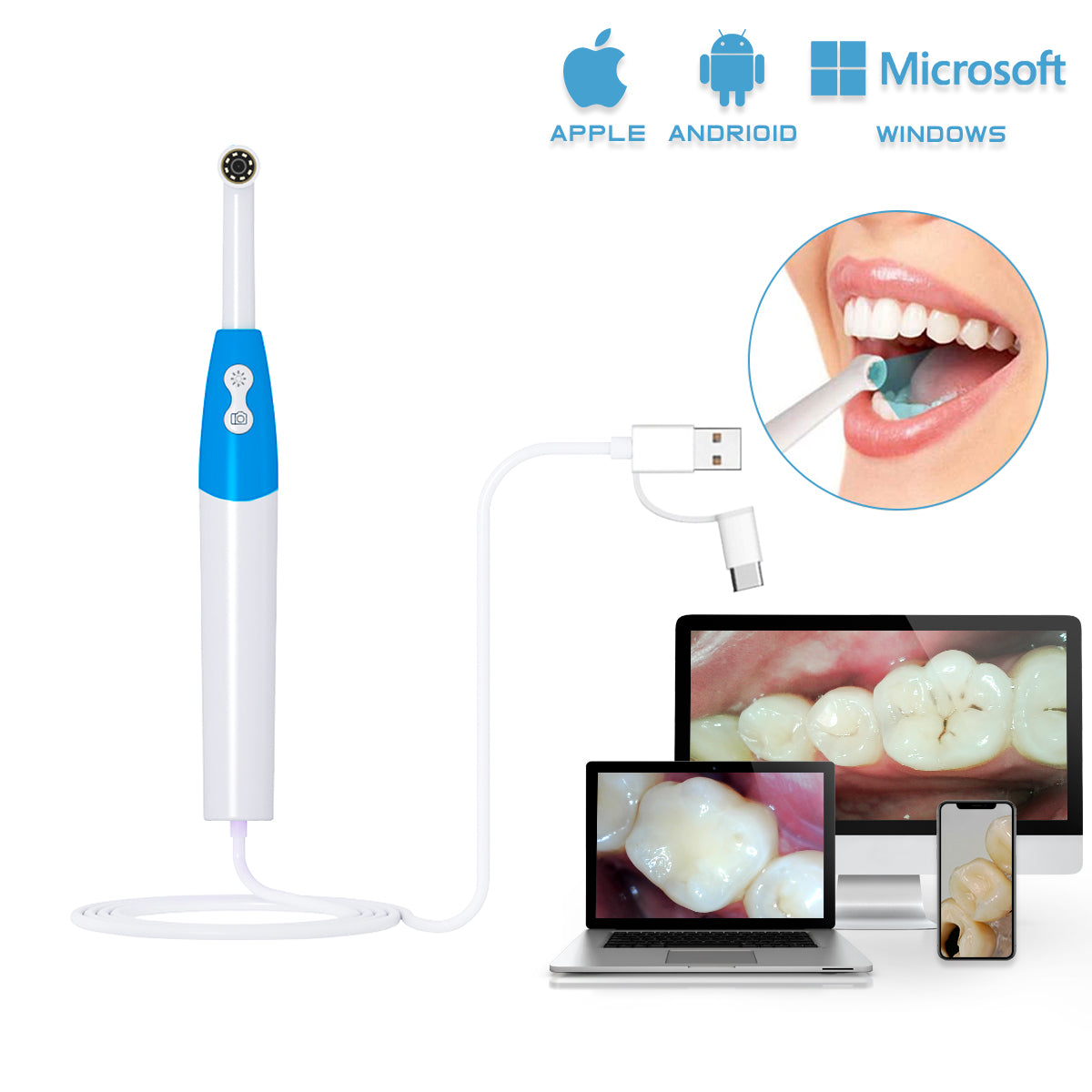 HD Dental Camera Wi-Fi Wireless Intraoral Camera System Dental Portable Oral Inspection Camera Mini Camera Dental Tools