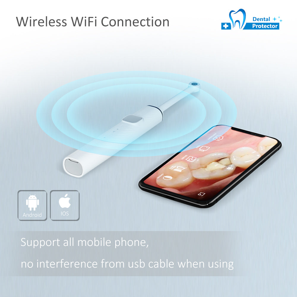 PROTECTOR WiFi Dental Camera HD Intraoral Endoscope Mini Camera LED Light Dentist Oral Real-time Video Dental Tools For Family Health & Personal Care 360° Borescope View By Android/IOS