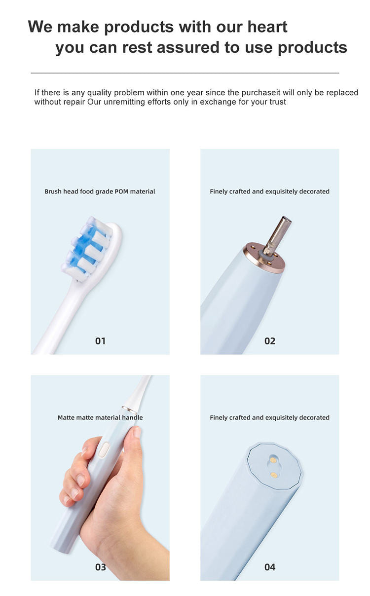 Naturelledent IPX7 Waterproof Rechargeable Automatic Sonic Electric Toothbrush Sonic Oral Care For Adults and Kids