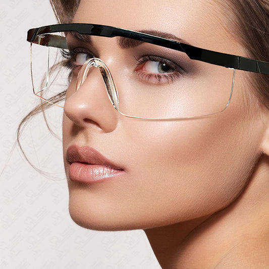 Protector Safety Glasses with Anti-fog lens Protective Eyewear Adjustable Frame Safety Glasses Eye Protection (Black/Bule Frame&transparent Lens)