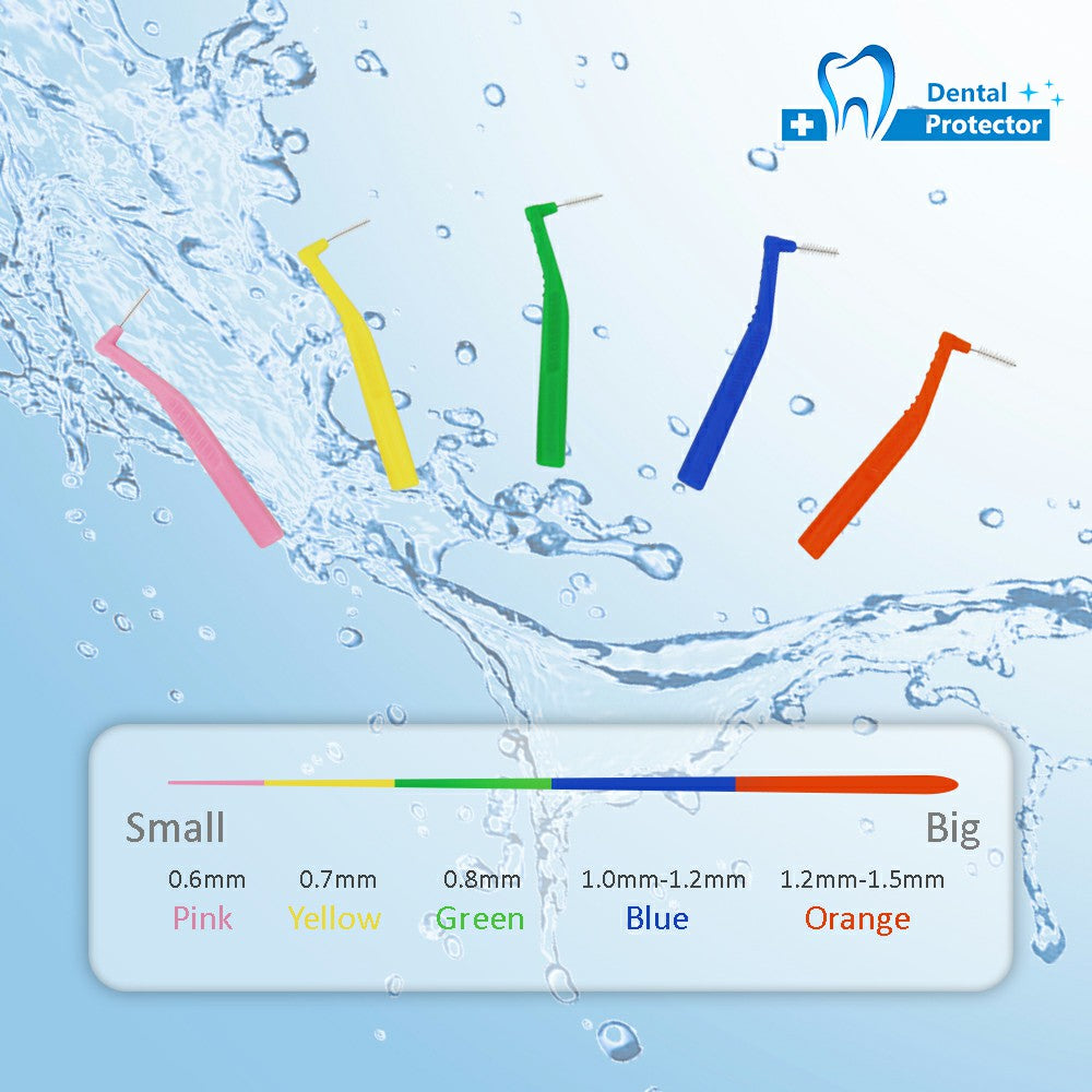 L-Brush Protector Angle Interdental Brushes, Dental Brushes for Between Teeth and Gums, Brush Micro Tight Cleaner, Plaque Removal, 5 Count