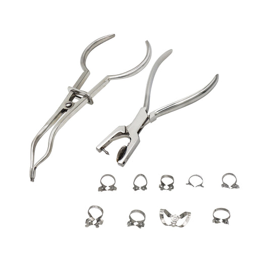 Protector Rubber Dam Kit Starter of 9 pcs with Frame Punch Clamps Dental Instruments Dental Oral Rubber Dam Tool Set Rubber Stamp Punching Plate Rubber Camphor Cloth