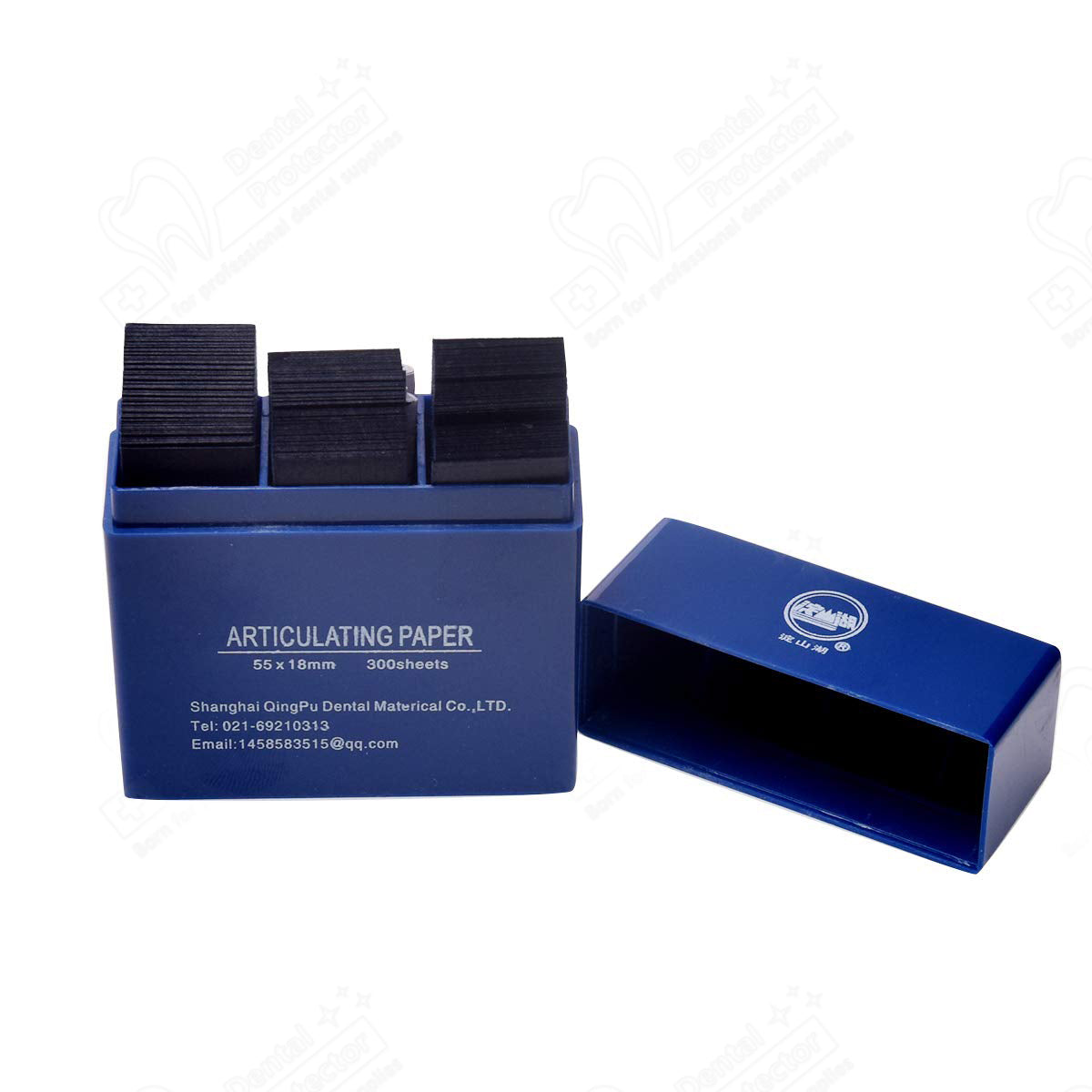 Protector Dental Articulating Paper 300 PCS, Plastic Dispenser Blue 100 Micron Bite Articulating Paper & Film Doubled Side - 55 x 18 x 0.1mm