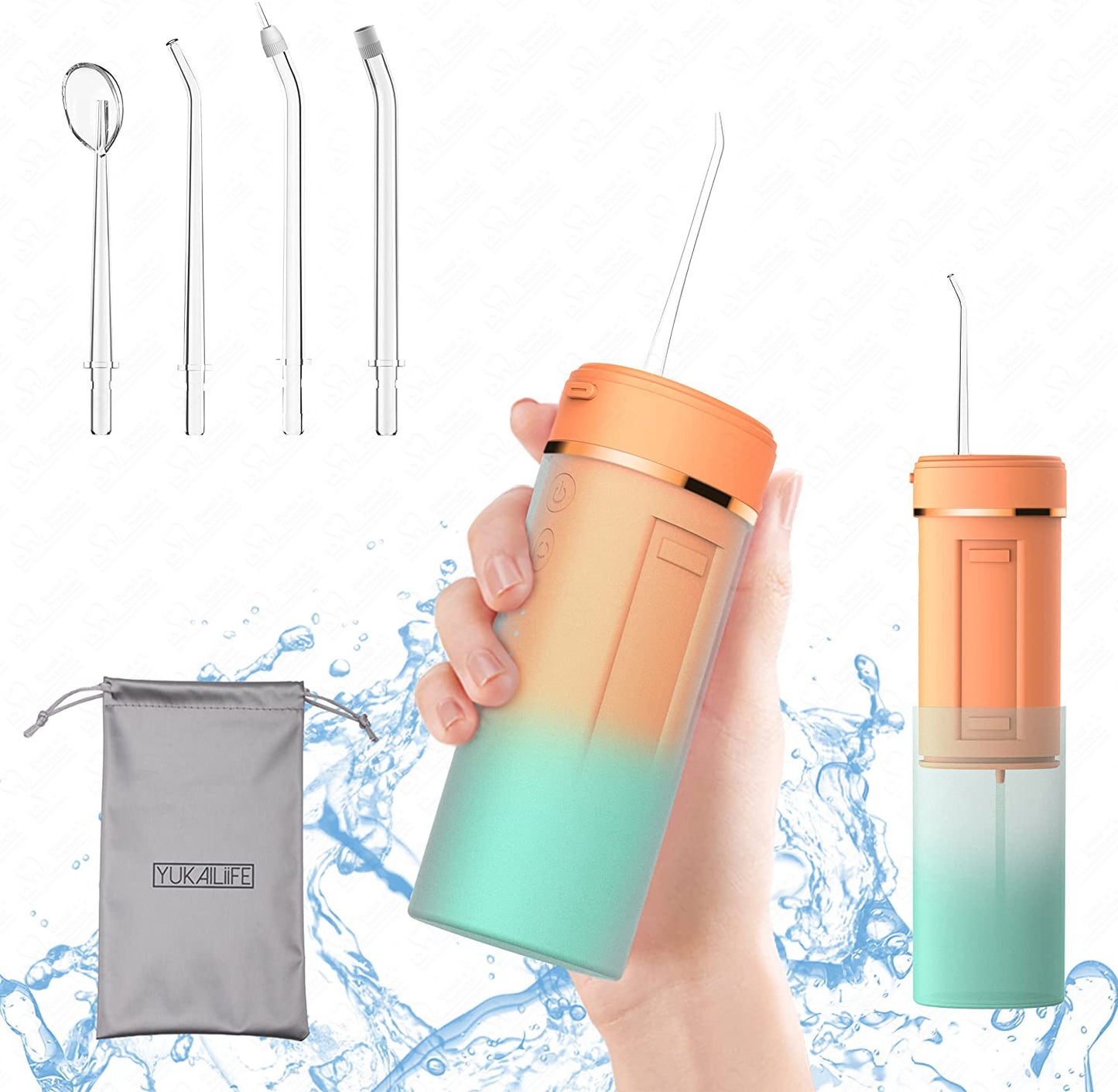 Cordless Water Flosser Portable Oral Irrigator Rechargeable Teeth Cleaner Pick for Braces & Bridges - 4 Modes, IPX7 Waterproof, Collapsible Water Tank for Travel and Home