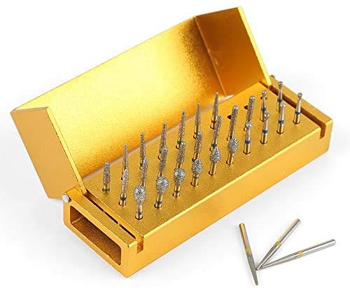 DB-30 High Speed Diamond Bur Set with Aluminium Alloy Shelf - High Speed and Low Speed Diamond Bur Set Dental Lab Aluminum Bur Case Disinfection Opening Box Organizer