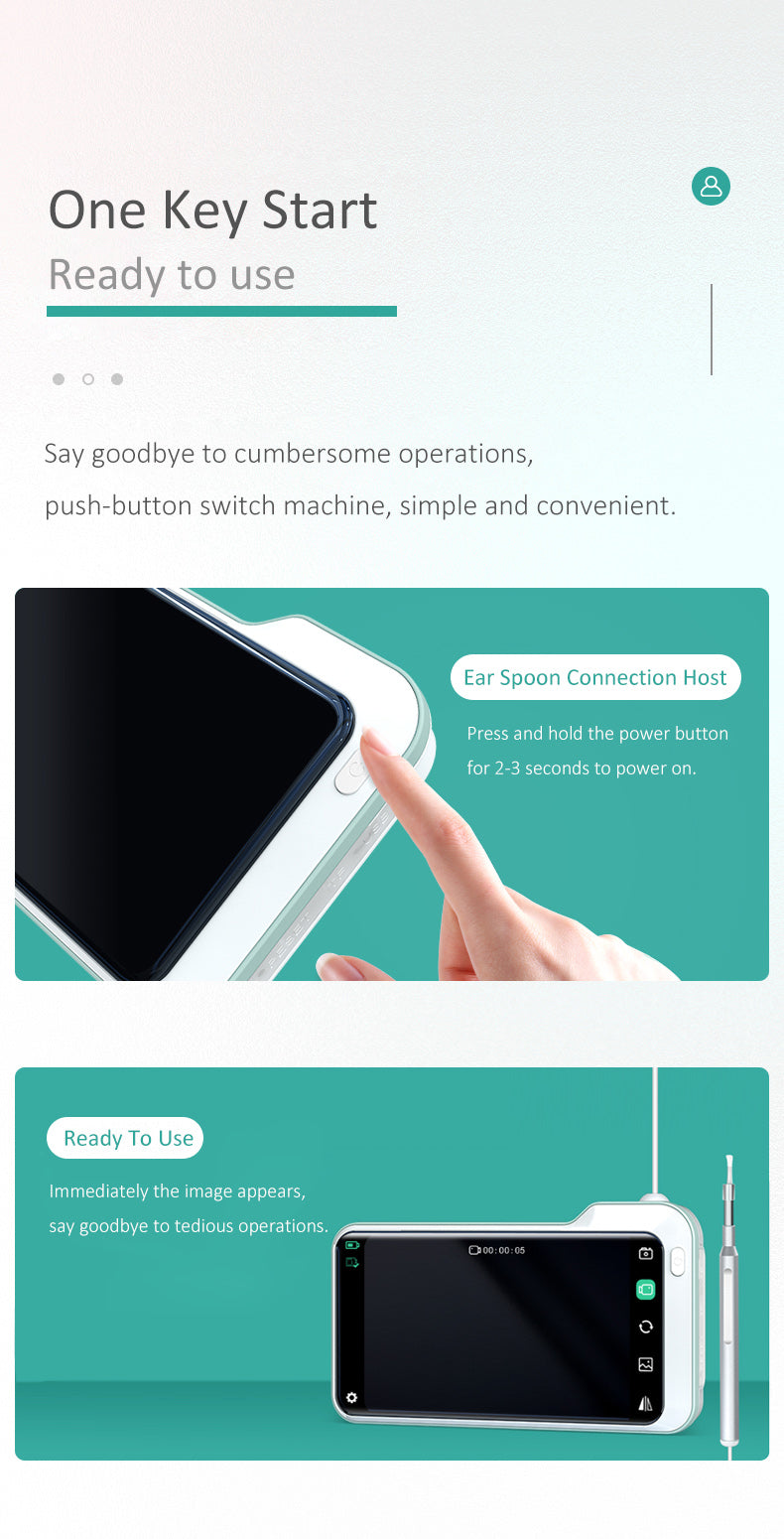 Ear Wax Removal Tool Camera Smart Visual Ear Wax Cleaner 5 million HD visual ear pick Luminous ear pick Children visual ear pick 3.9mm 1080P